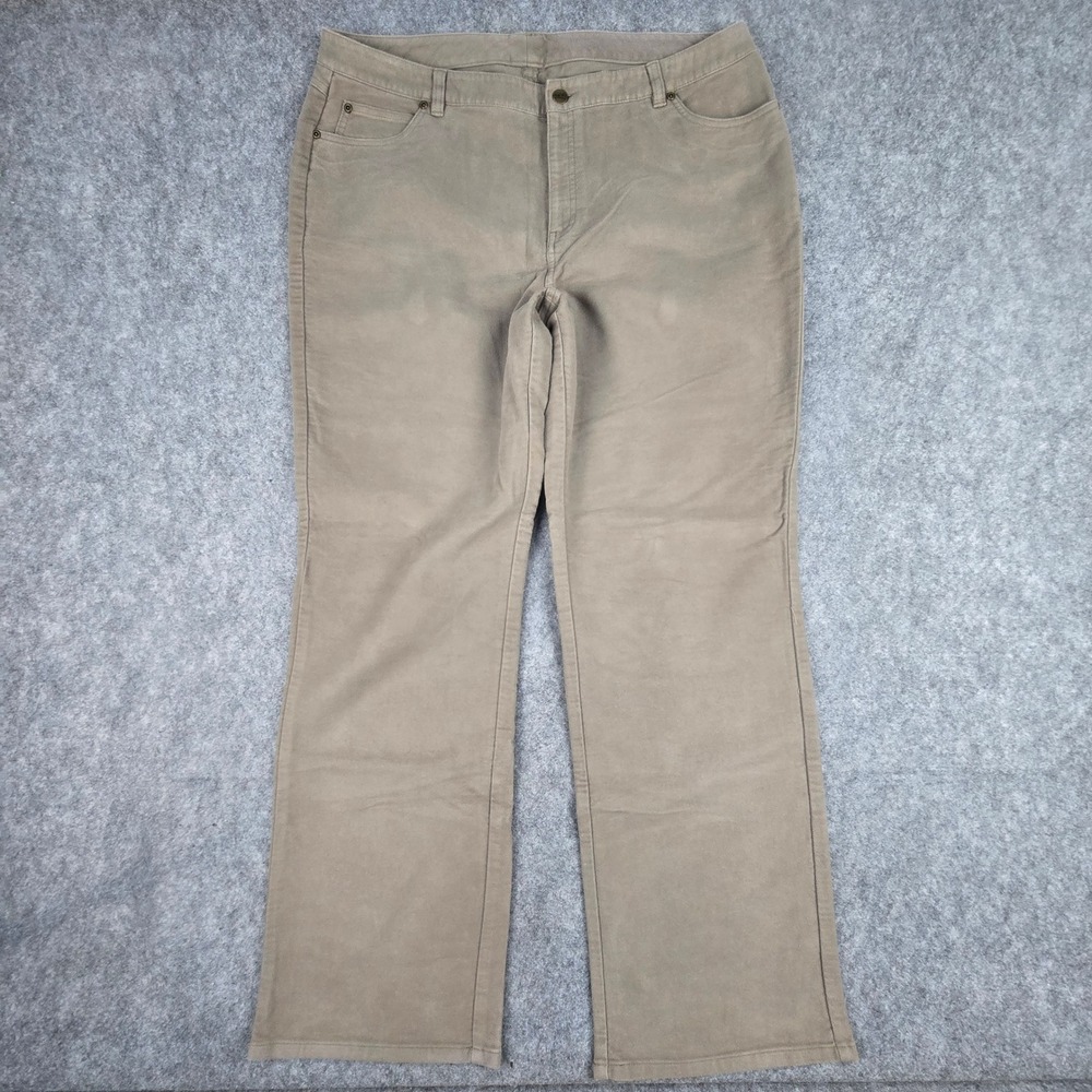 LL Bean Womens Plus 18 Medium Tall Beige Khaki Corduroy Straight Leg Pants 18M